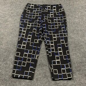 Alfani Carpi Pants Womens 34 Black Abstract Tapered Comfort Stretch Casual 34x23